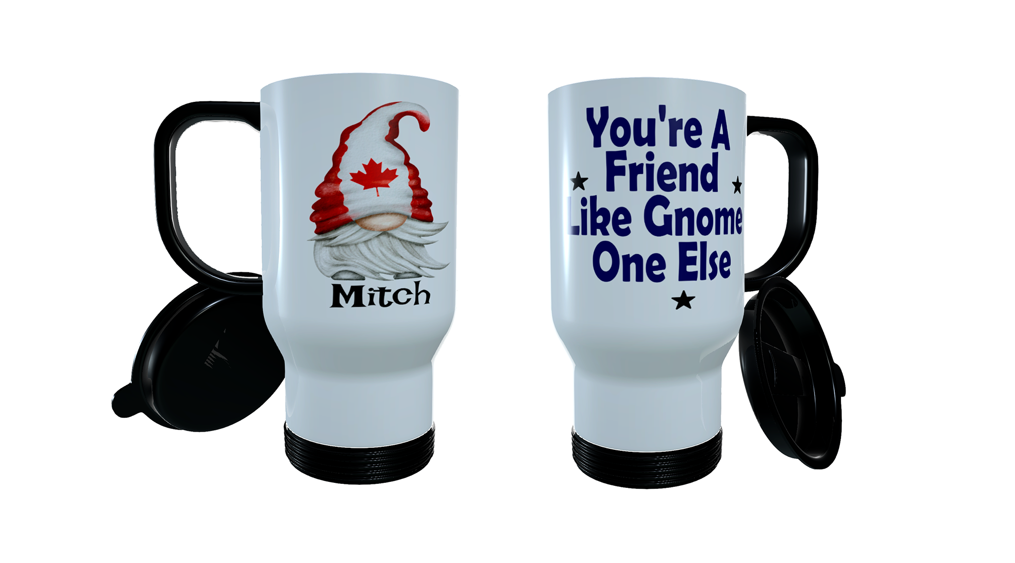 Patriotic Gnome Travel Mug, Canada Gnome, Maple Leaf Coffee Mug - Click Image to Close